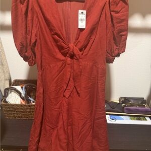 Express Red Tie-Front Romper